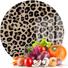 Decovetro Cam Kesme Tahtası ve Sunumluk Yuvarlak Leopar Desenli 30 x 30 cm