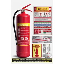 6 kg Foam Köpüklü Yangın Söndürme Tüpü 4 Yıl Garanti 3M N95 Maske Askı Aparatı kullanma talimatı ve fosforlu levha dahil 