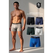 Tutku Lion Erkek Boxer 6’lı Paket %94 Pamuklu %6 Elastan Lastikli Bel Iç ÇAMAŞIRI-0123 (Karışık Renk)
