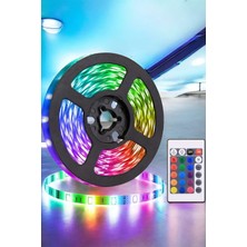 Sayarmarkt 5 Metre Şerit LED Rgb Işıklı Kumandalı Güç Adaptörü Her Ortama Uygun