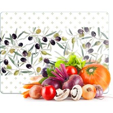 Decovetro Cam Kesme Tahtası ve Sunumluk Zeytin Desenli 20 x 30 cm
