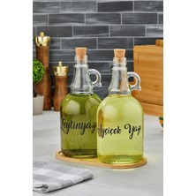 PremiumPort 2'li Cam Yağdanlık Seti, Standlı, 1000 Ml, Transfer Etiketli, Şık ve Kullanışlı