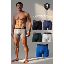 Tutku Lion Erkek Boxer 4’lü Paket %94 Pamuklu %6 Elastan  Rahat Günlük Iç ÇAMAŞIRI-0123 (Karışık Renk)