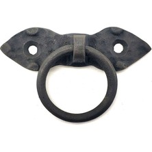 Die Grup Antika Tarz Dekoratif Pirinç Yaprak Mobilya Kulbu, Kapı Kilit Halkası - 80 Mm, Oksit