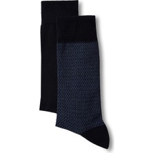 Kiğılı 2'li Pamuklu Likralı Esnek Desenli Ince Çorap Seti