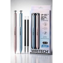 Writech Metal Gövdeli 2'li Jel Kalem Seti - 0.7 mm Uc + 2 Yedek Mürekkep Kapsülü (Mavi Mürekkep)