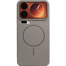 Fenza Xiaomi 17 Pro Max Uyumlu Kamera Çıkıntılı Magsafe Wireless Şarj Özellikli Gri Renkli Sert Sararmaz Silikon Kılıf