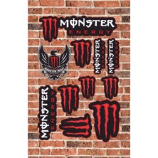 Özgül Reklam Monster Ekipman Kask Motorsiklet Grenaj Oto Bisiklet Sticker Seti