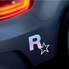 Özgül Reklam Rockstar Games Hayranları Için Yansıtıcı "r" Yıldız Logolu Çıkartma