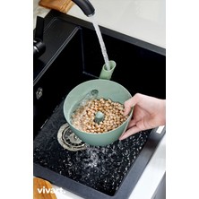 Vivart Pratik Girdap Süzgeçli Pirinç ve Bakliyat Yıkama Kabı - Akıllı Tahliye Sistemli Mutfak Süzgeci