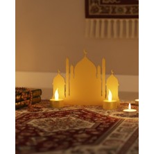 Die Grup 3D LED Mumlu Cami Dekorasyonu 2 Adet Pilli Mum Hediyeli