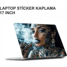 Özgül Reklam Dövmeli Kadın Laptop Sticker / Laptop Kaplama / Laptop Etiket Çıkartma / Dövme Sticker