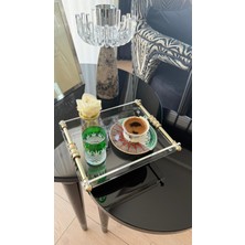 PremiumPort Şık Halka Detaylı Kahve Sunum Tepsisi, Modern ve Dayanıklı Pleksi Tasarım