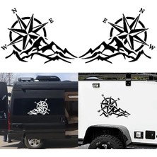 Özgül Reklam Oto Karavan Cam Yan Pusula Sticker Çıkartma Sağ/sol - Siyah