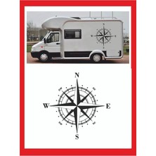 Özgül Reklam Pusula Sticker 45X45CM 1 Adet Oto Sticker - Kamp Karavan Sticker