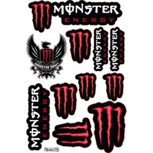 Özgül Reklam Mnster Energy Tasarımlı Ekipman A4 Ebatı Kask Grenaj Motorsiklet Sticker Seti 03