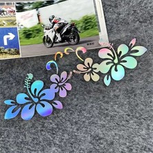Özgül Reklam Hawaiian Hibiscus Çiçek Deseni Sticker Araba Sticker / Motor Sticker / Laptop Sticker