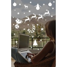 Özgül Reklam Yılbaşı Happy New Year Sticker Çıkartma Süsü Yeni Yıl Süsü Parti Cam Süsü Noel Ağacı Kar Tanesi 2023