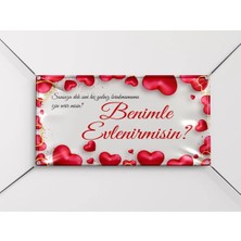 Özgül Reklam Evlilik Teklifi Afiş Benimle Evlenir Misin Pankart Poster Branda 100 x 70 cm
