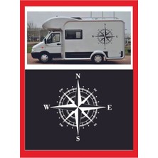 Özgül Reklam Sticker Pusula 45X45CM 1 Adet Oto Sticker - Kamp Karavan Sticker