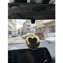 Özgül Reklam Kalp Dikiz Ayna Süsü / Pleksi Araba Süsü / Gold 3 mm Pleksi