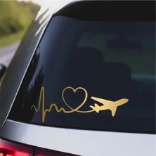 Özgül Reklam Kalp ve Uçak Kalp Ritmi Stickeraraba Sticker / Motor Sticker / Tampon Sticker