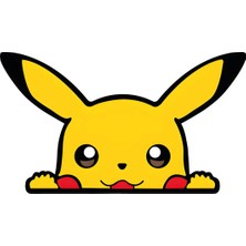 Özgül Reklam Pikachu Sticker 14X8 cm Su Geçirmez Yüksek Çözünürlüklü Araba Laptop Motorsiklet Duvar Oda Sticker