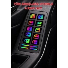 Özgül Reklam Araç Iç Buton Sticker Seti - 4 Kapı Set - Araç Cam ve Kilit Düğme Sticker - Araç Sticker