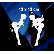 Özgül Reklam Şeytan Melek Kız Araba Sticker Araç Sticker / Motor Sticker / Laptop Sticker