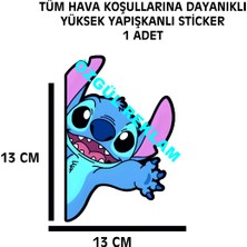 Özgül Reklam Stitch Sticker 1 Adet 13X16 cm Su Geçirmez Yüksek Çözünürlüklü Araba Laptop Motorsiklet Kask Sticker