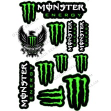 Özgül Reklam Monster Ekipman Kask Motorsiklet Grenaj Oto Bisiklet Sticker Seti