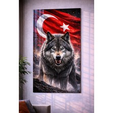 Özgül Reklam Pleksi Tablo | Bozkurt-Kurt / Türk Bayrağı Kurt | 3 mm Pleksi Baskı | Ultra Hd Parlak Duvar Tablosu