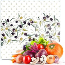 Decovetro Cam Kesme Tahtası ve Sunumluk Kare Zeytin Desenli 30 x 30 cm