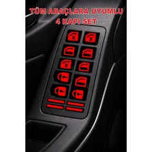 Özgül Reklam Araç Iç Buton Sticker Seti - 4 Kapı Set - Araç Cam ve Kilit Düğme Sticker - Araç Sticker