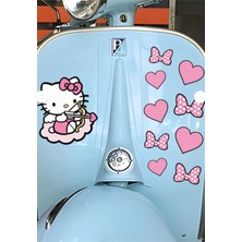 Özgül Reklam Hello Kitty Set Sticker Su Geçirmez Yüksek Çözünürlüklü Araba Motorsiklet Kask Laptop Duvar Sticker