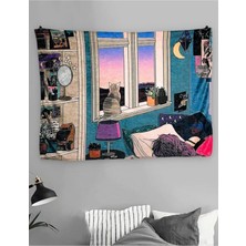 Özgül Reklam Oturan Kedi Duvar Halısı Duvar Örtüsü Tapestry