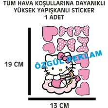 Özgül Reklam Hello Kitty Set Sticker 1 Adet Toplam 19X13 cm Su Geçirmez Araba Motorsiklet Kask Laptop Sticker
