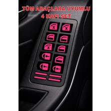 Özgül Reklam Araç Iç Buton Sticker Seti - 4 Kapı Set - Araç Cam ve Kilit Düğme Sticker - Araç Sticker