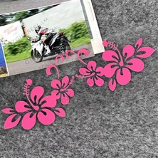 Özgül Reklam Hawaiian Hibiscus Çiçek Deseni Sticker Araba Sticker / Motor Sticker / Laptop Sticker