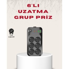 Die Grup 6’lı Grup Priz Termal Korumalı USB Type-C Çoklu Priz 2 Metre Kablo
