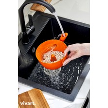 Vivart Pratik Girdap Süzgeçli Pirinç ve Bakliyat Yıkama Kabı - Akıllı Tahliye Sistemli Mutfak Süzgeci