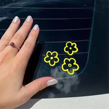 Özgül Reklam 3 Parça Çiçek Sticker Araba Sticker / Motor Sticker / Laptop Sticker