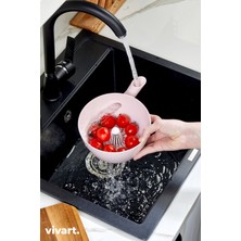 Vivart Pratik Girdap Süzgeçli Pirinç ve Bakliyat Yıkama Kabı - Akıllı Tahliye Sistemli Mutfak Süzgeci