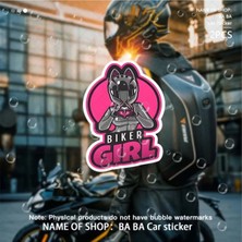 Özgül Reklam Bıker Girl Motorcu Kız Sticker Araç Sticker / Motor Sticker / Laptop Sticker