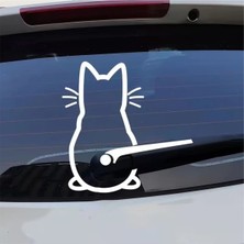 Özgül Reklam Kedili Silecek Sticker Motor Sticker - Bisiklet Sticker - Araç Sticker - Scooter Stickler