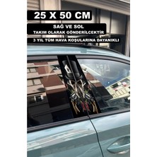 Özgül Reklam Kuru Kafa Silah Araç Kapı Direk Kaplama 50X25 cm Uyumlu  2 Adet / Dijital Baskı / Araba Kapı Direk