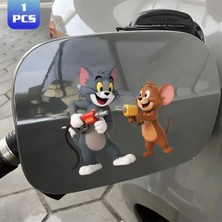 Özgül Reklam Tom ve Jerry Gaz Kapağı Sticker Araba Sticker / Motor Sticker / Laptop Sticker