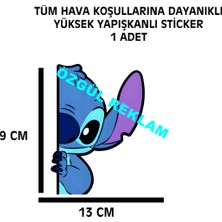 Özgül Reklam Stitch Sticker 1 Adet 9X13 cm Su Geçirmez Yüksek Çözünürlüklü Araba Laptop Motor Kask Sticker