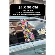 Özgül Reklam Araç Kapı Direk Kaplama Folyosu Karışık Sticker Desenli (Sağ Sol Takım) (2 Adet) - 24X50 cm