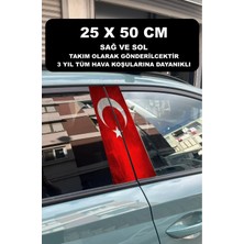 Özgül Reklam Türk Bayrağı Araç Kapı Direk Kaplama 50X25 cm 2 Adet / Dijital Baskı / Araba Kapı Direk Kaplama